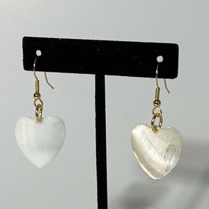 Natural Off White Sea Shell Heart Shaped Earrings
